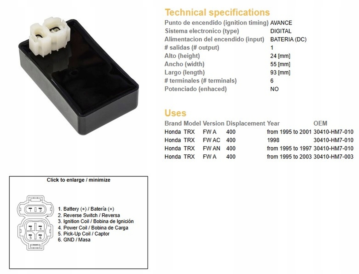 Modul Zapaľovania CDI Honda Trx 400FW '95-'03 (30410-HM7-010) (30410-HM7-00