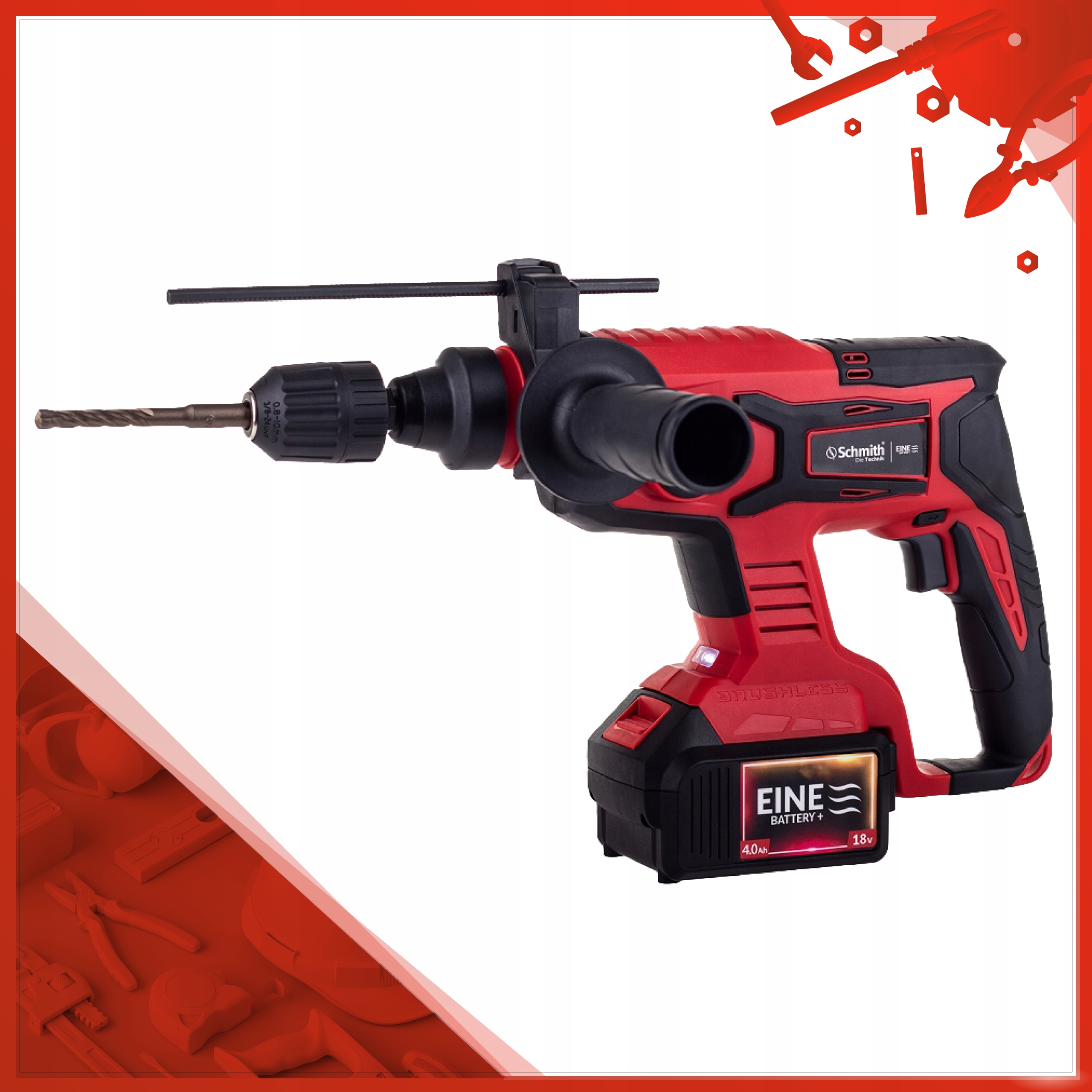 MŁOTOWIERTARKA WIERTARKA MŁOT UDAROWY SDS+ SCHMITH Prędkość obrotowa 1400 RPM