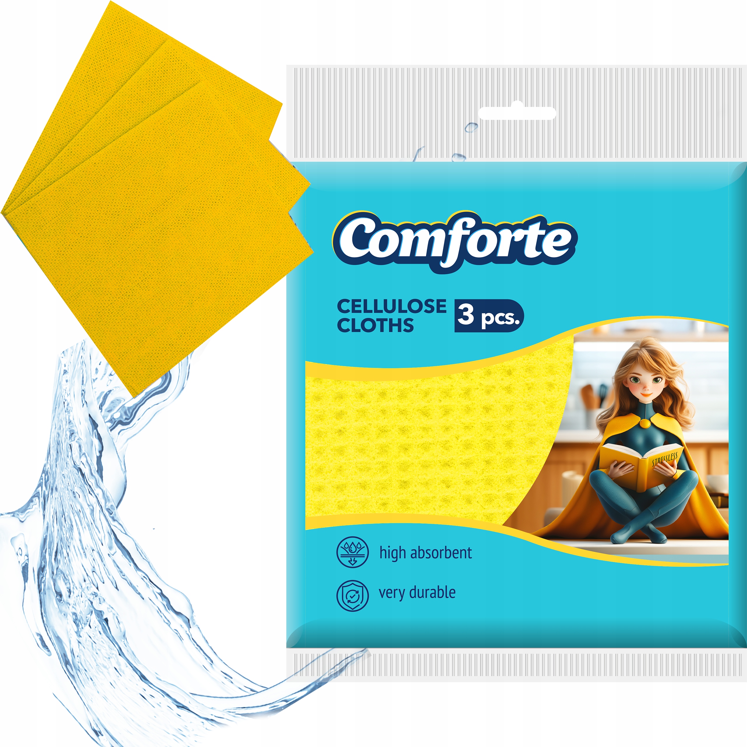 Celulozowe Ściereczki Uniwersalne 3 Szt. Comforte 155X155 MM Do Czyszczenia