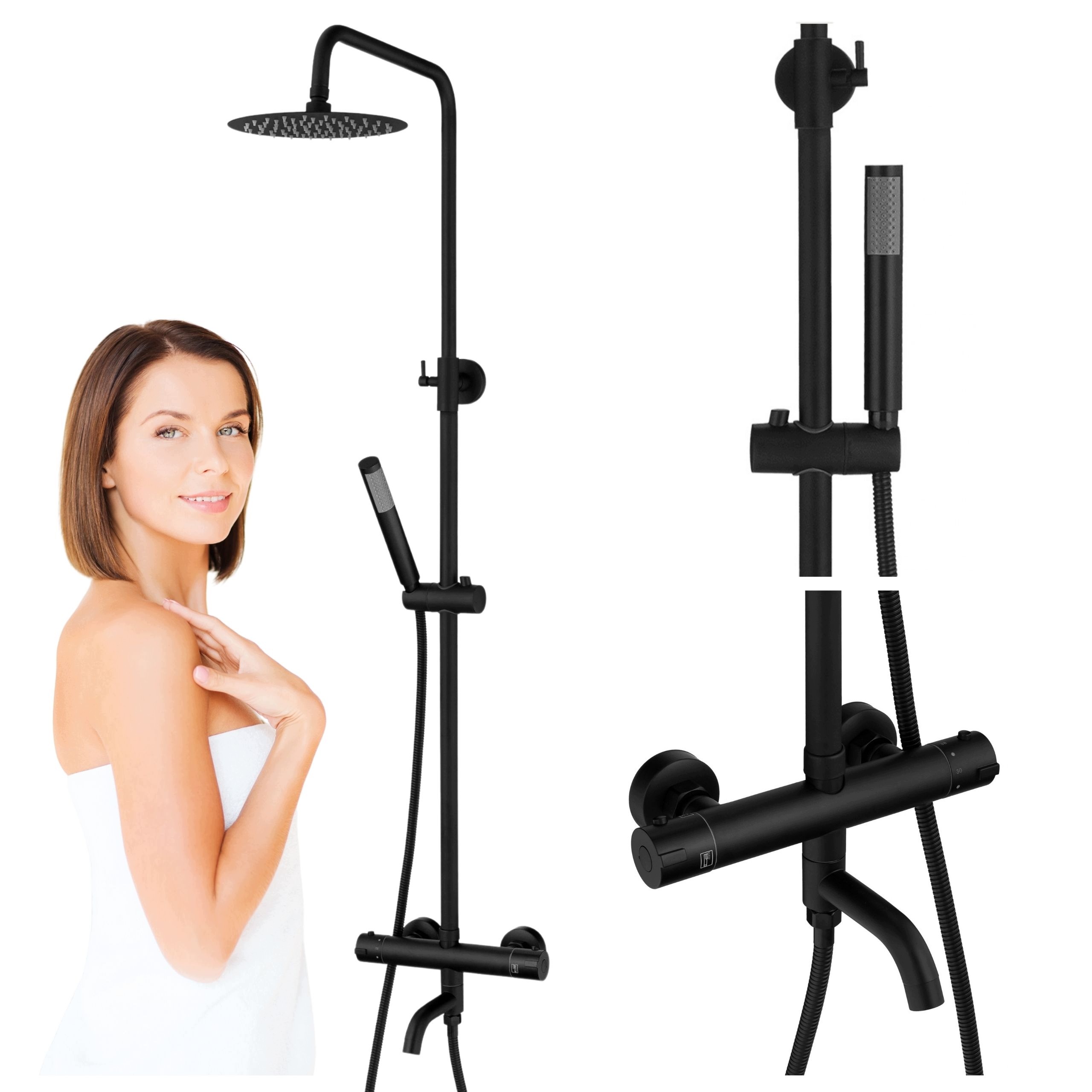 Sprchový Set Na Omítku S-1230B Černý