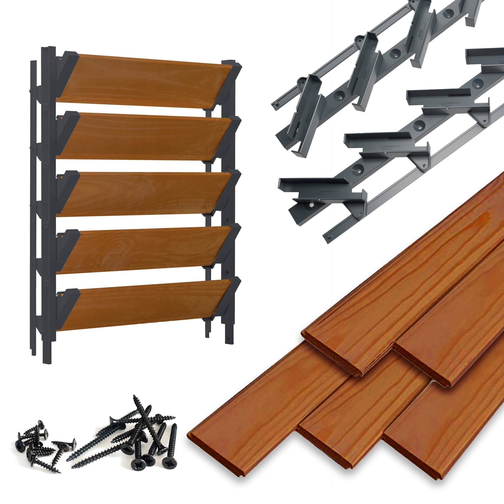 Pohyblivé hnedé dosky druhej triedy 5ks Shutters System Hdpe Grafit