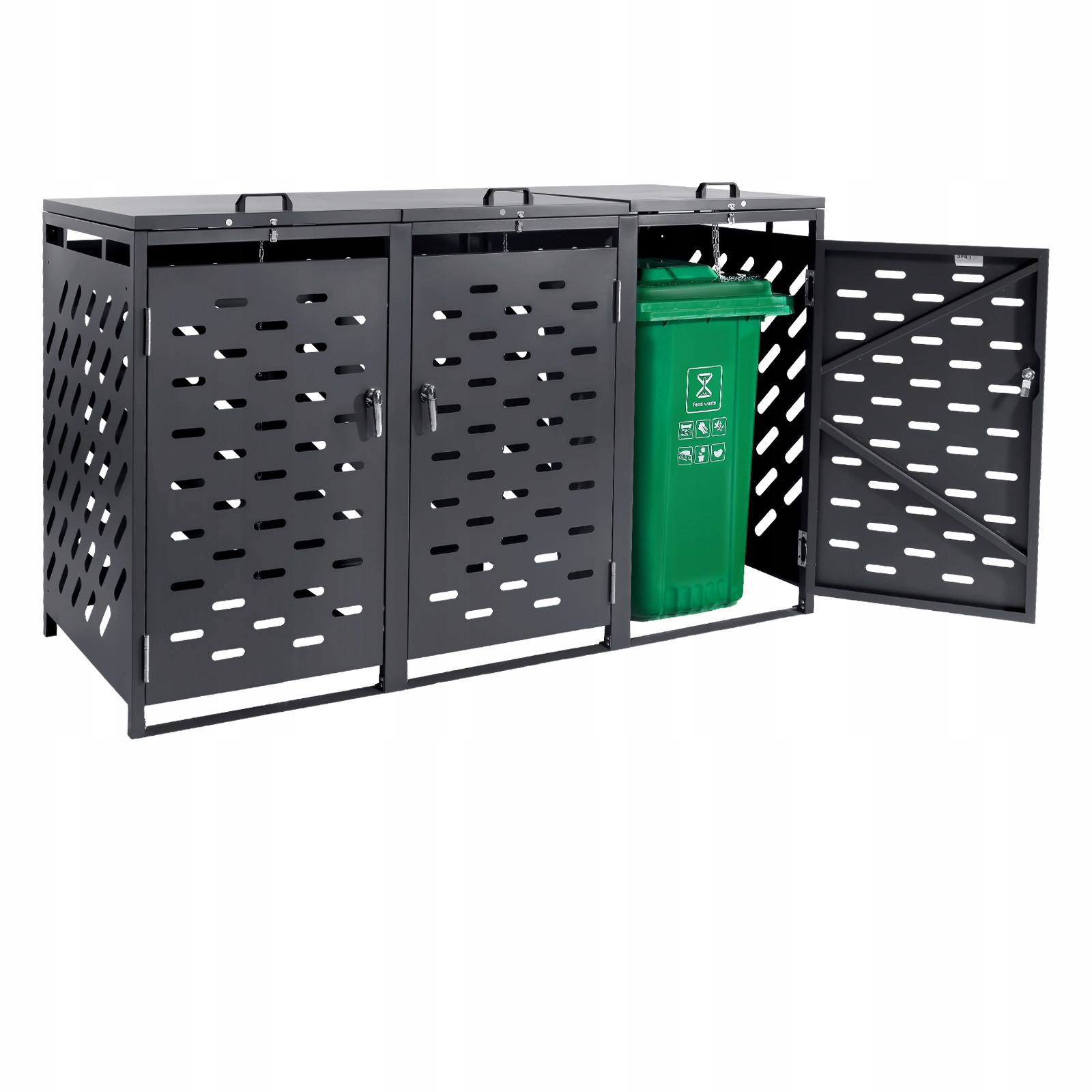 Levně Kryt na popelnice 3x240L Ocel Pozinkovaná, robustní a odolná, tmavě šedá