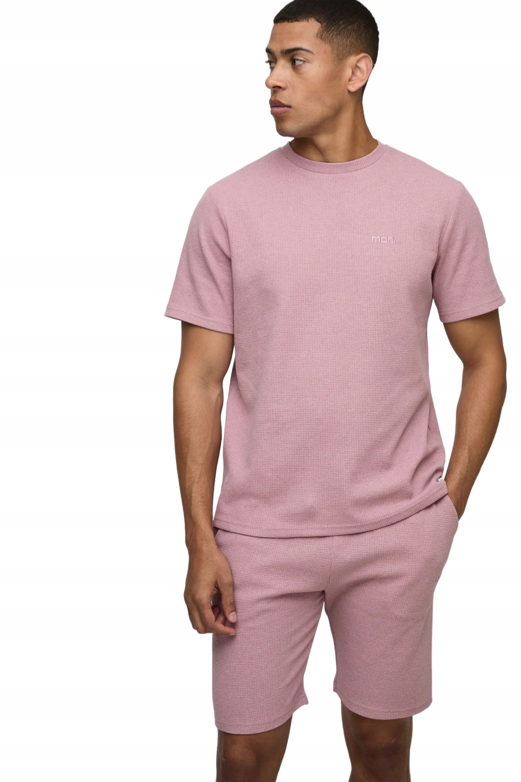 Boohooman Pánský Růžový Komplet S Krátkým Rukávem A Šortkami Z3A