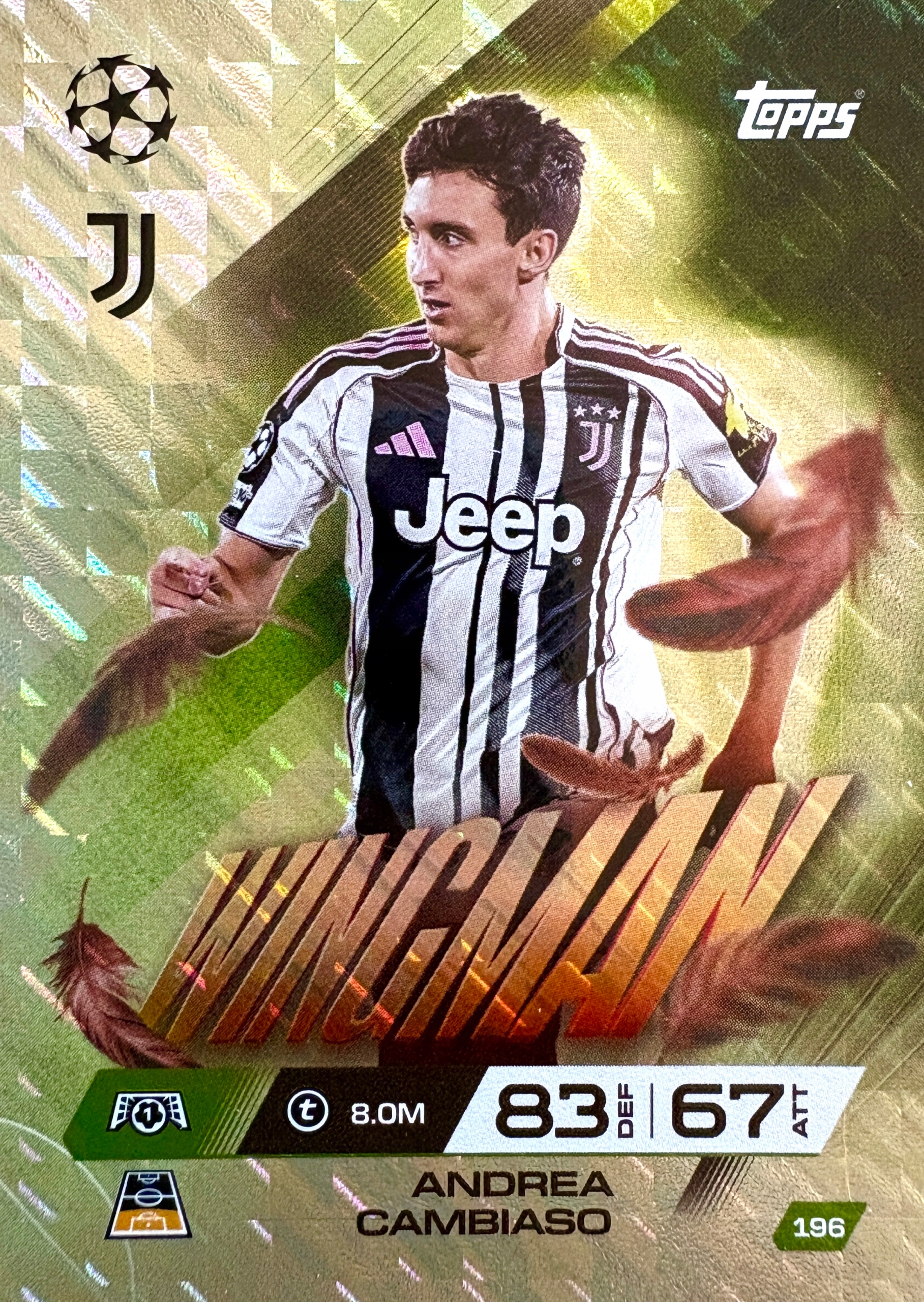 Topps Match Attax Extra 2025/26 2026 Wingman 196 Andrea Cambiaso Juventus