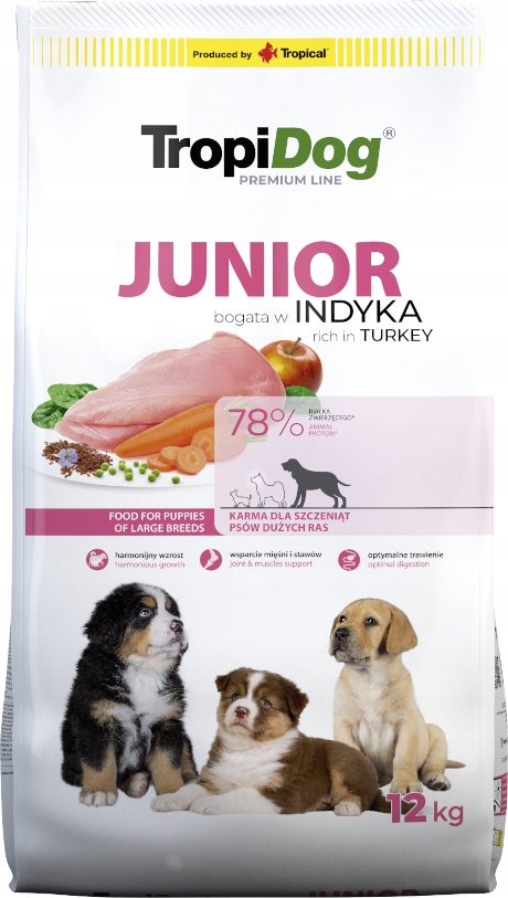 Levně Tropidog Premium Junior L krůta a rýže 12 kg