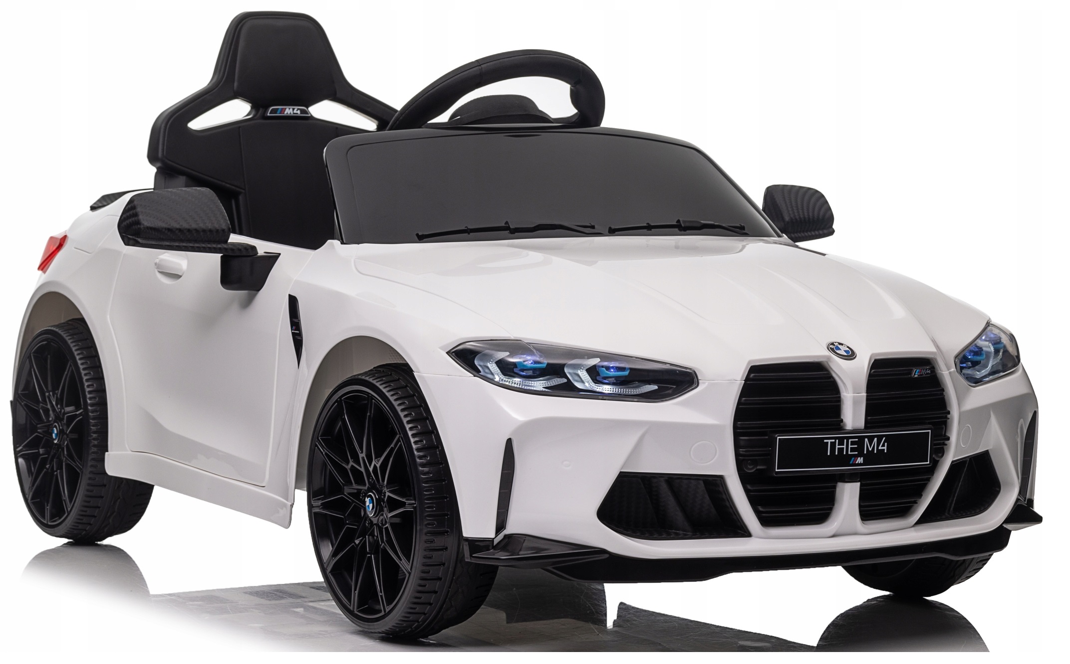Bmw M4 Auto Samochód Na Akumulator Skóra Miękkie Koła Eva 2x45W Pilot Led
