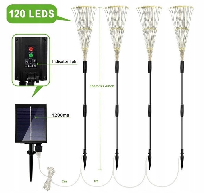 4xLAMPKI OGRODOWE SOLARNE DMUCHAWIEC DRZEWKO FAJERWERKI OZDOBA 480LED pilot Rodzaj gwintu zintegrowane źródło LED