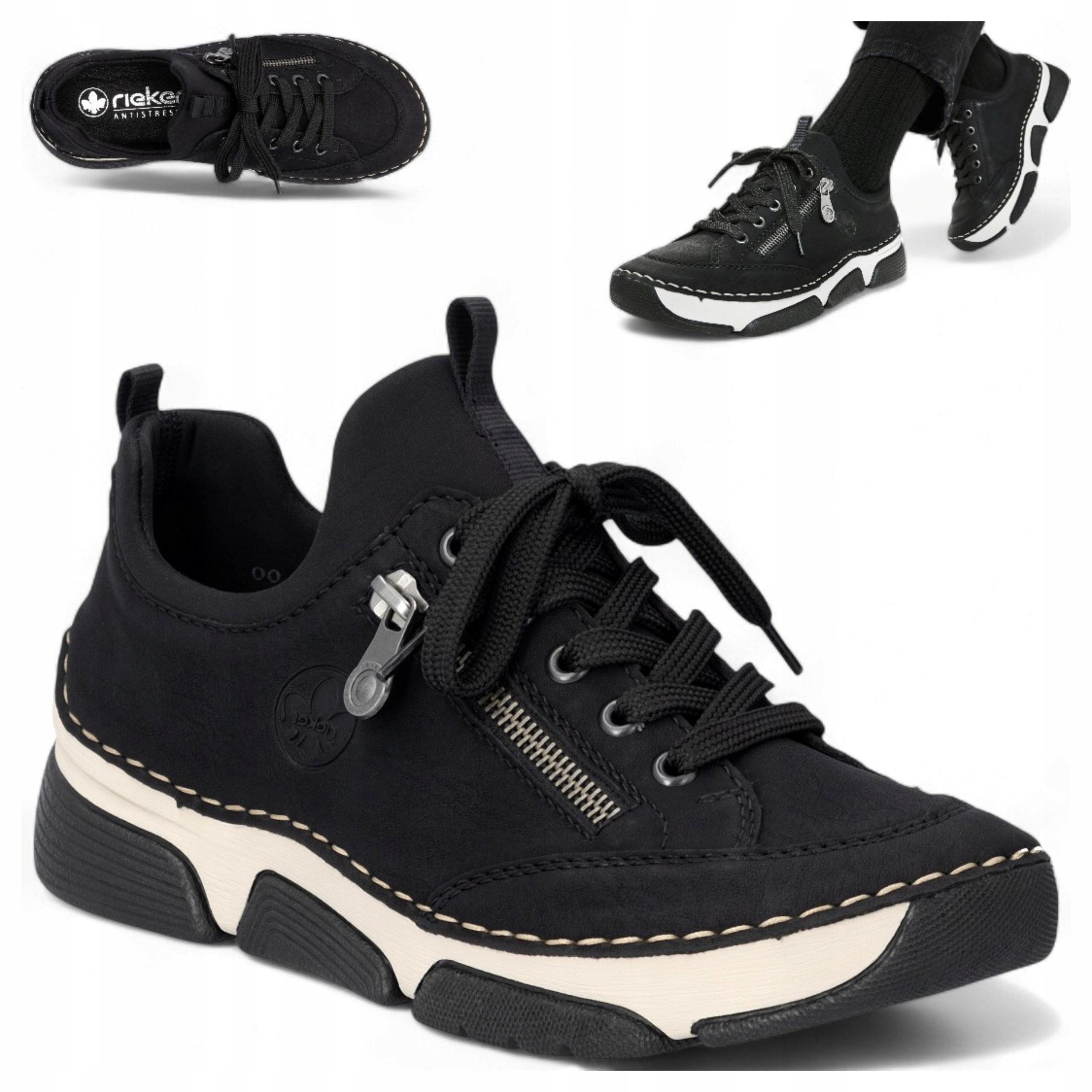 Dámské polobotky Rieker 37 Pohodlné sportovní boty podzimní černé