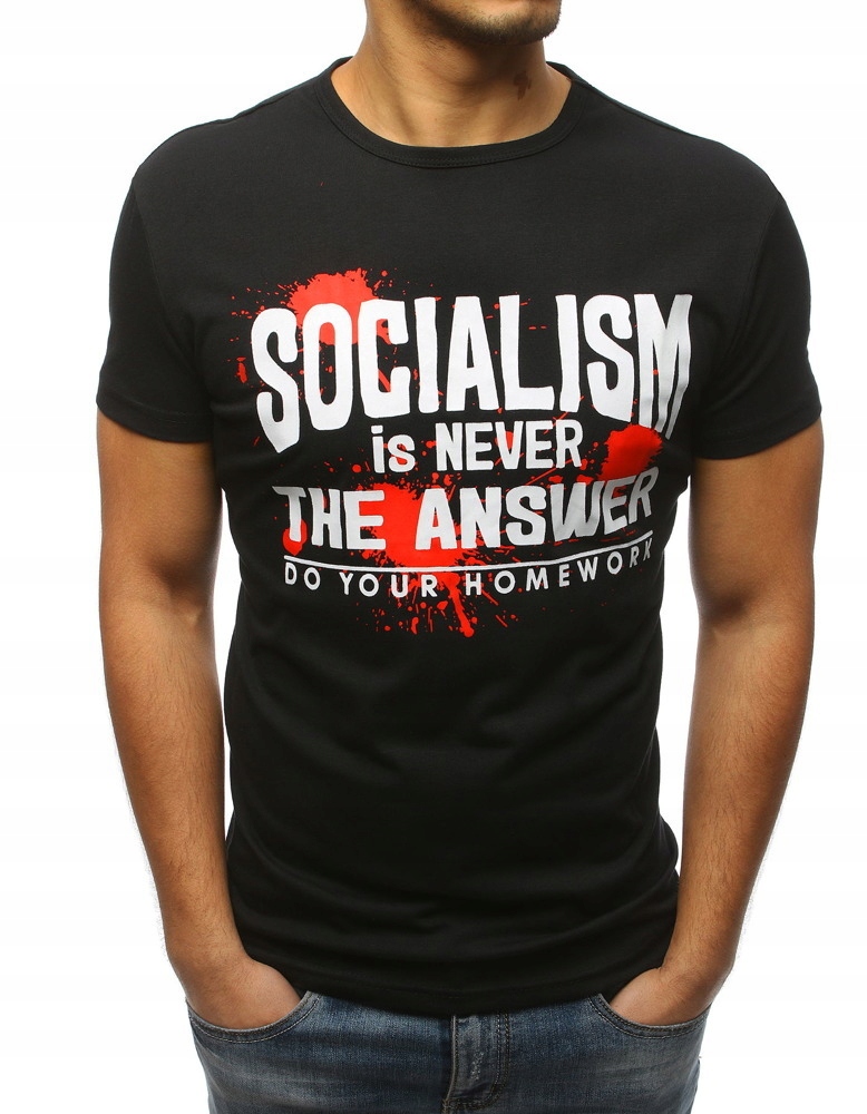 

T-shirt Męski Z Nadrukiem Czarny rx3172 - XXL