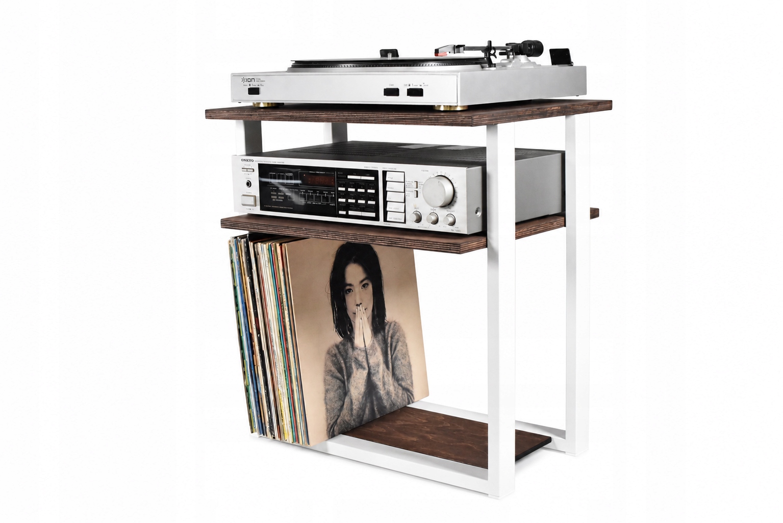 Regál na vinylové desky gramofon zesilovač vinylová police regál stojan stůl