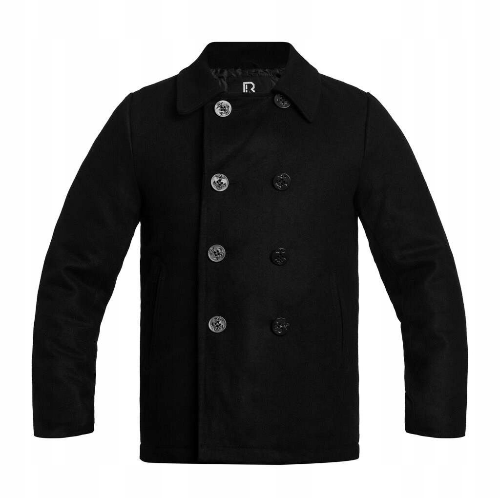 Dvouřadý kabát bosmanka vlna pánská bunda Brandit Pea Coat černá