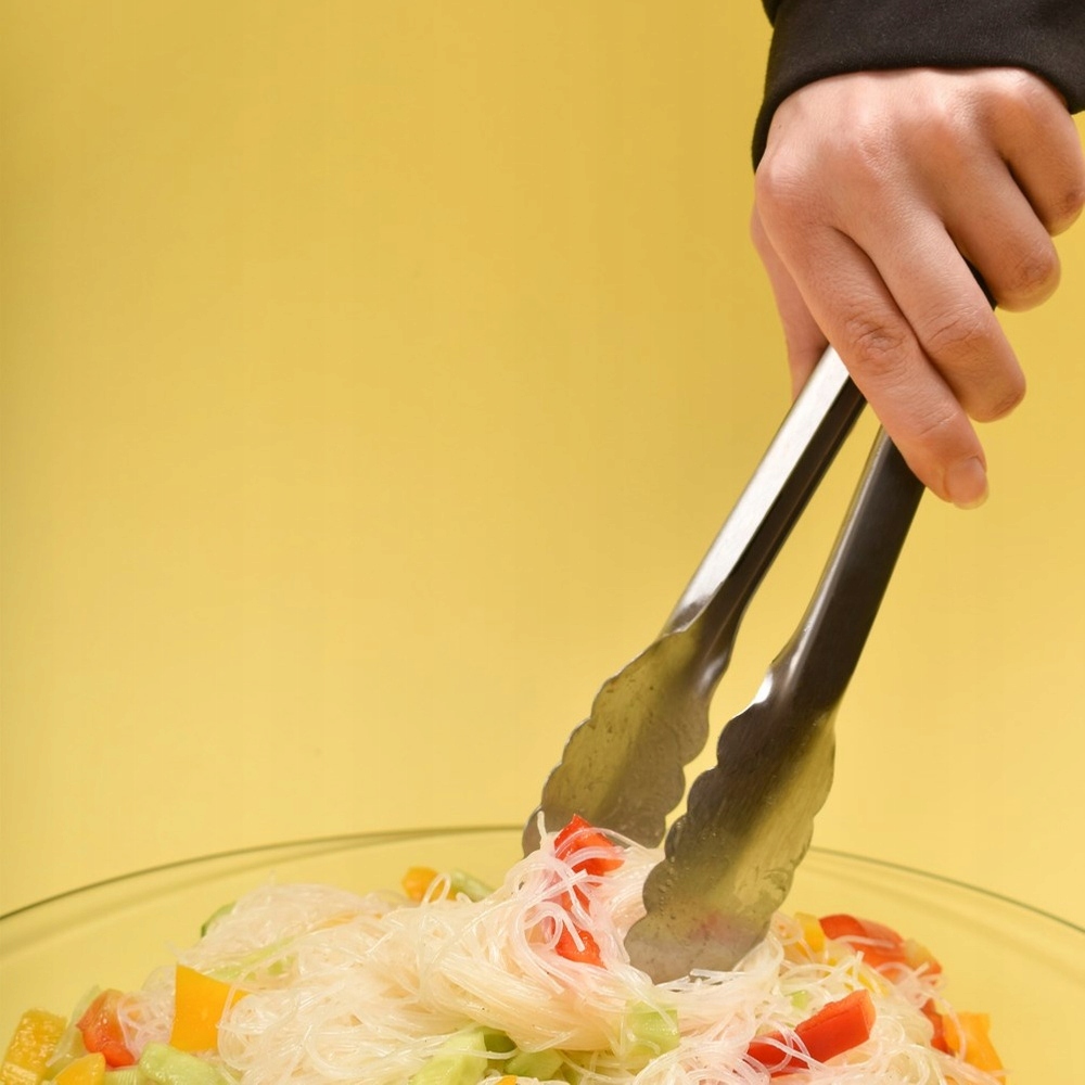 Szczypce STALOWE kuchenne grillowe do nakładania serwowania grilla 24 cm Stan opakowania oryginalne