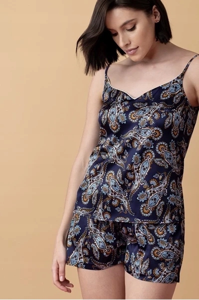 Lullaby krátké hedvábné pyžamo vzor paisley XL