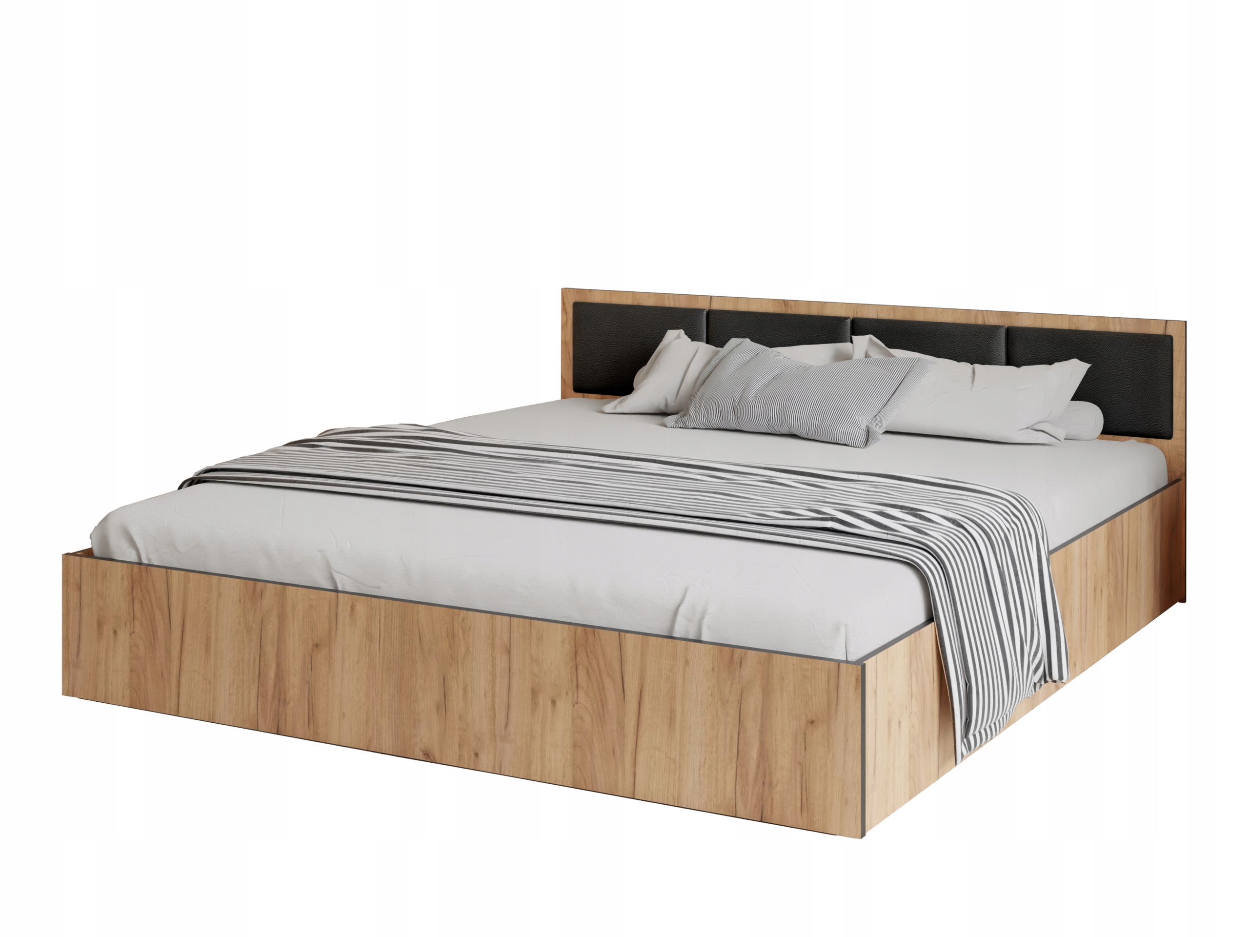 Lůžko Dior Costa 160 dub craft zlatý 1x čtyřnásobný panel z eko kůže