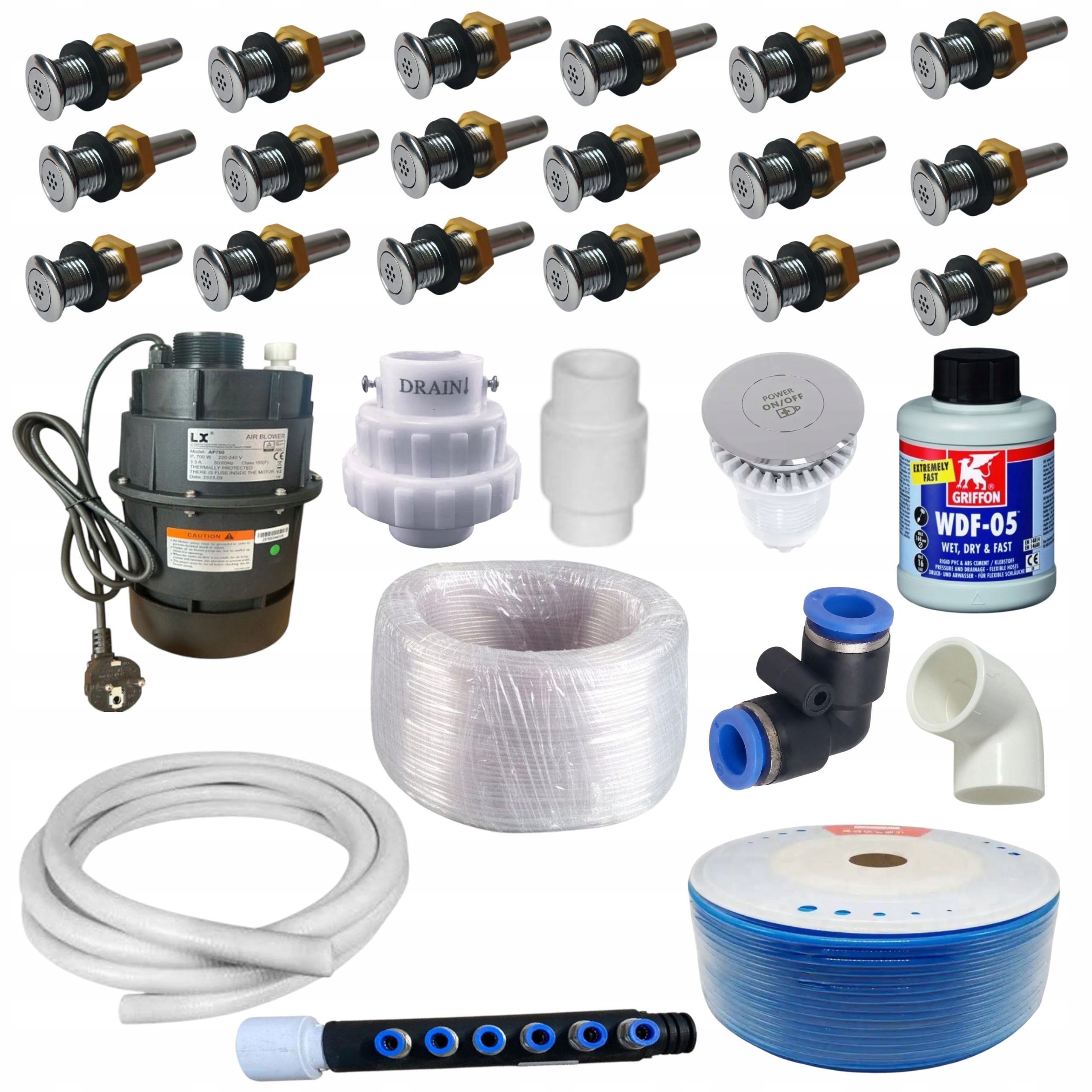 Aeromasáž 700W 18 Trysek Vzduchová masáž Vany Jacuzi Bali Zahradní sada