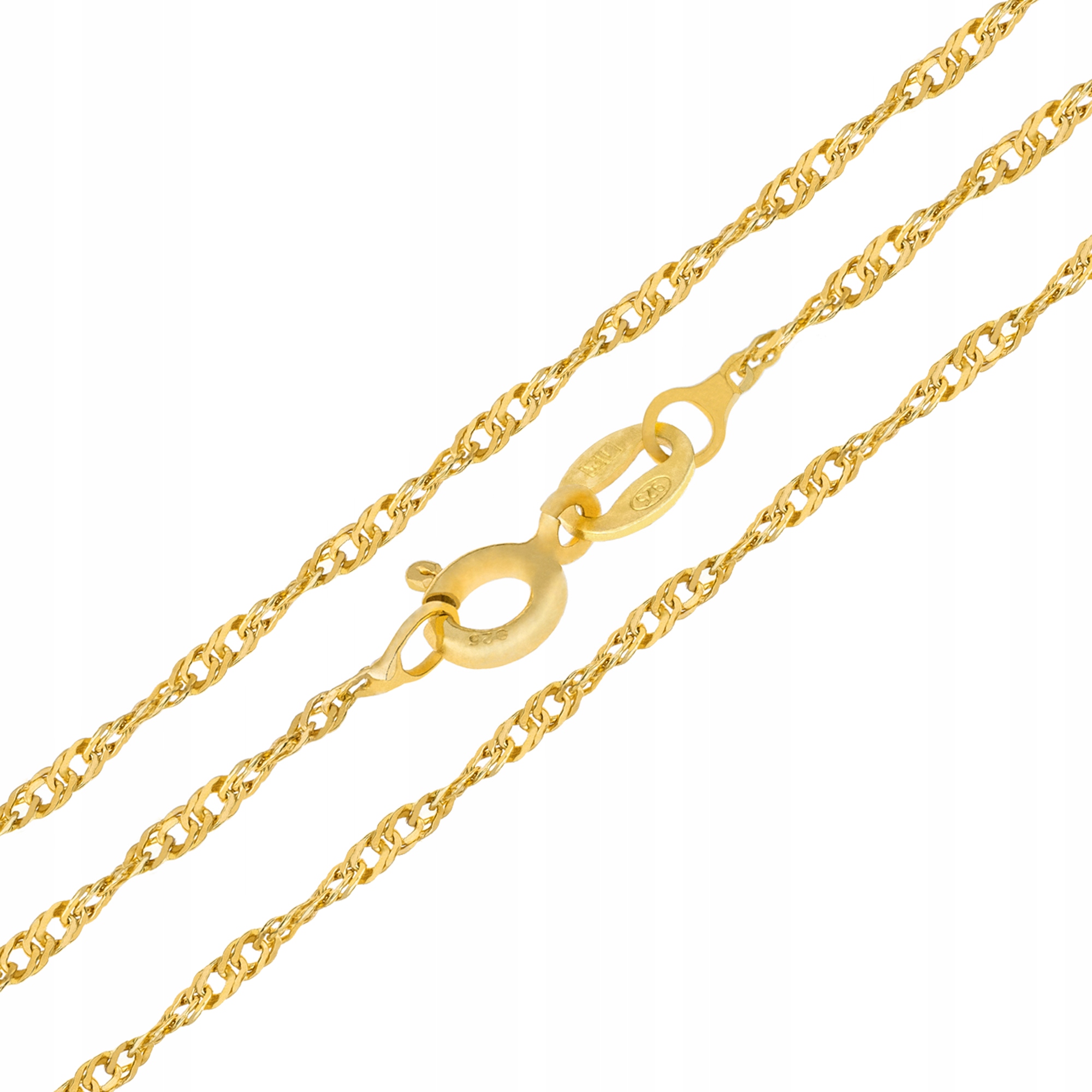 ZŁOTY ŁAŃCUSZEK SINGAPUR+KRZYŻYK SREBRO 925 PREZENT NA KOMUNIĘ CHRZEST 24K Długość całkowita 40 cm