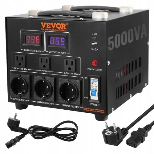 Vevor Konvertor Napätia 5000W 110V 220V, Usb Transformátor Typu C Premium