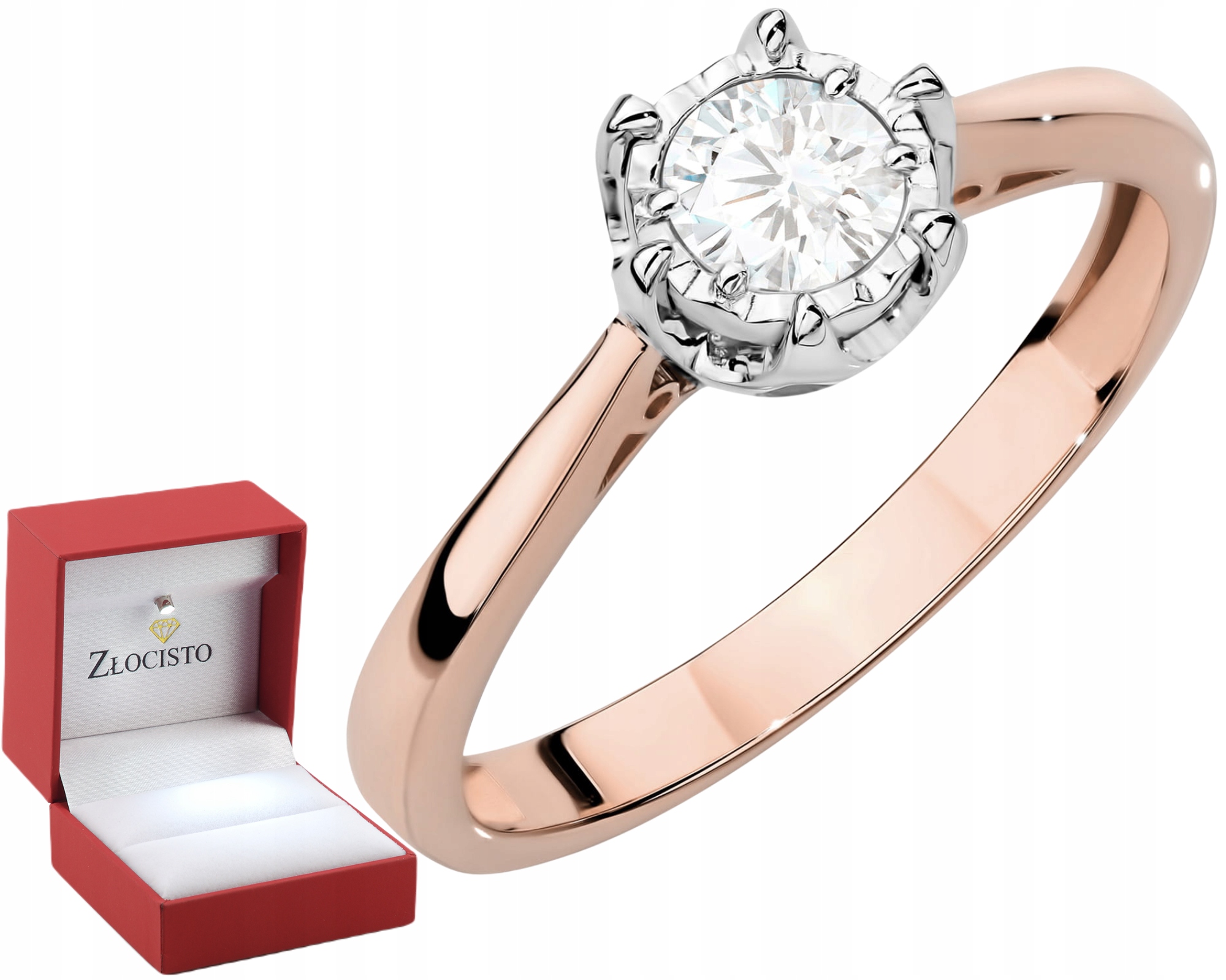 Růžové Zlato Prstýnek 585 S Laboratorním Diamantem V Šesti Tlapkách