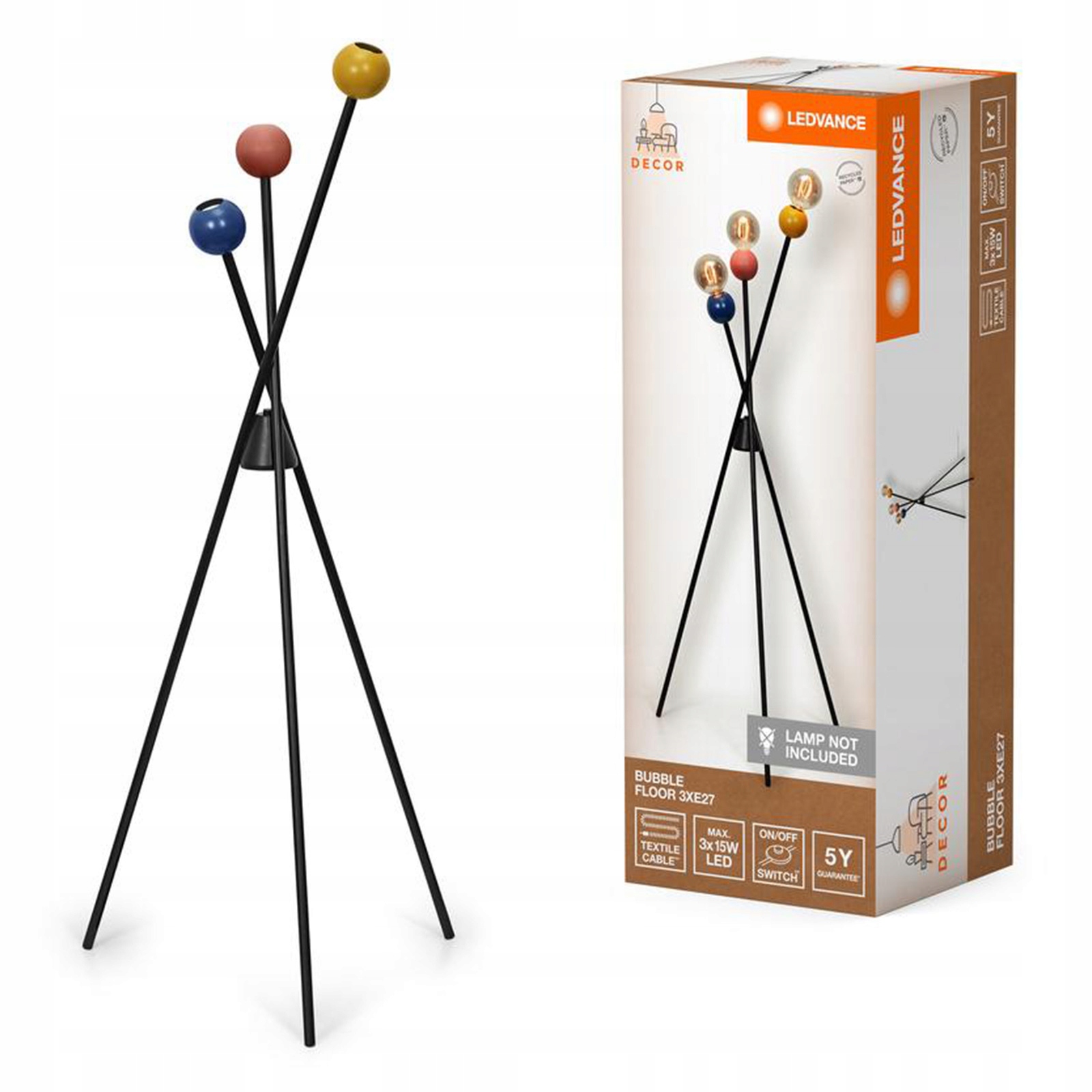 Podlahová lampa Dekoratívne stojace svietidlo E27 Viacfarebný Dekor Ledvance