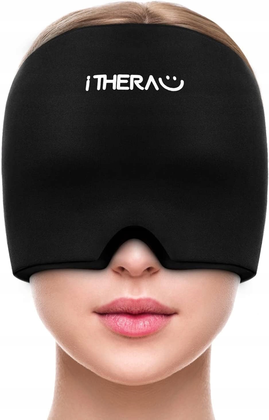 Czapka łagodząca ból głowy migreny kompres żelowy czarny iTHERAU