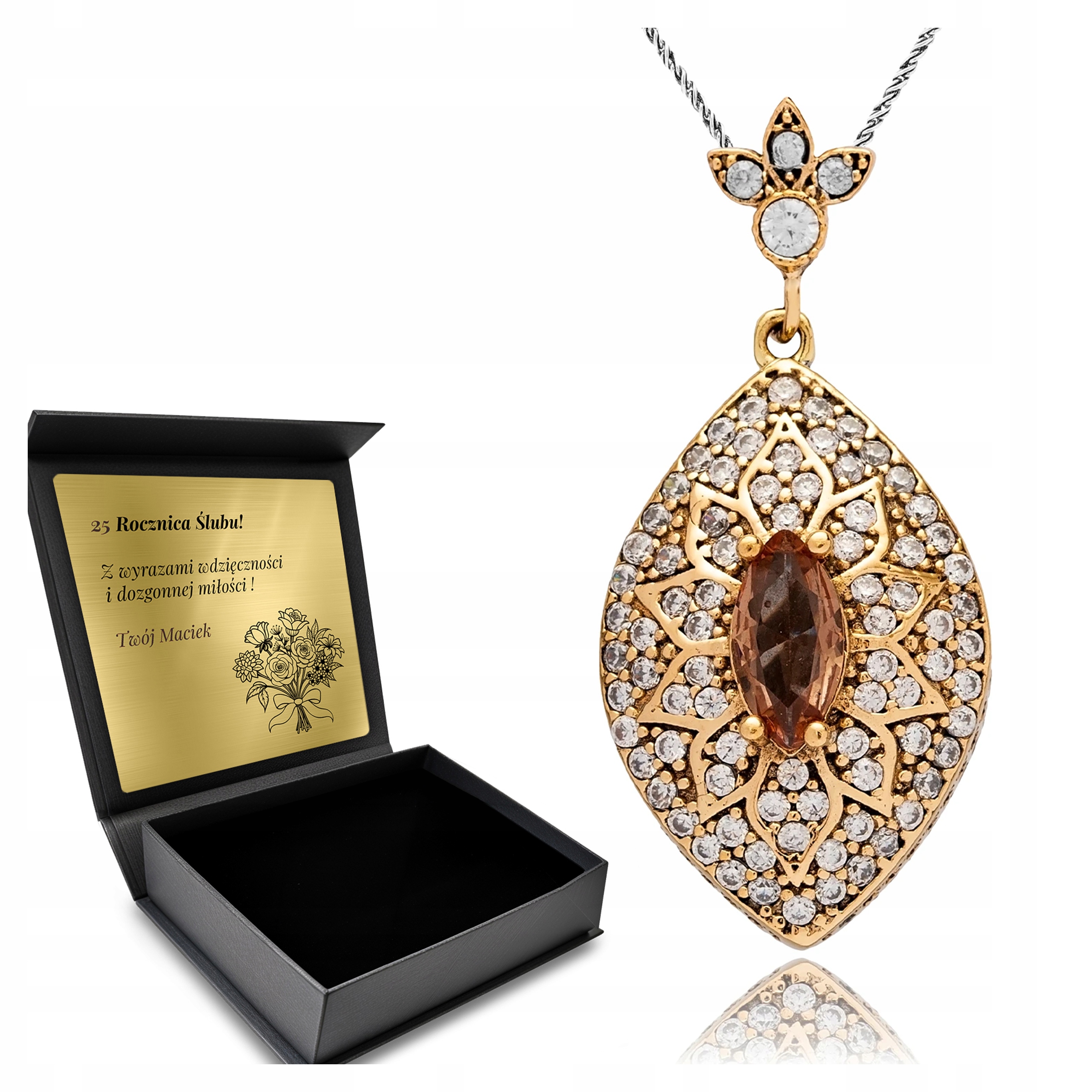 Stříbrný Náhrdelník 925 Zirkony Sultán Dárek Den žen Gravírování Bonus