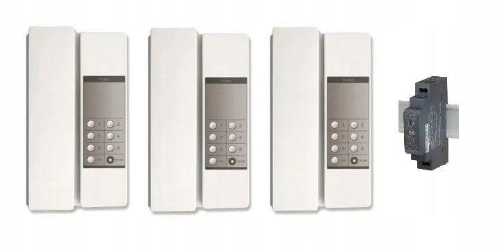 3x Interkom słuchawkowy Commax TP-6RC zasilacz HDR-15-12