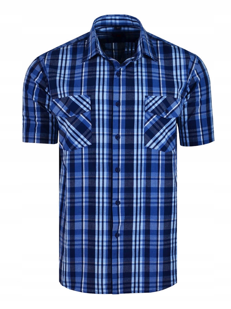 49/50 Košile Kostkovaná Tmavě Modrá Krátká Velká