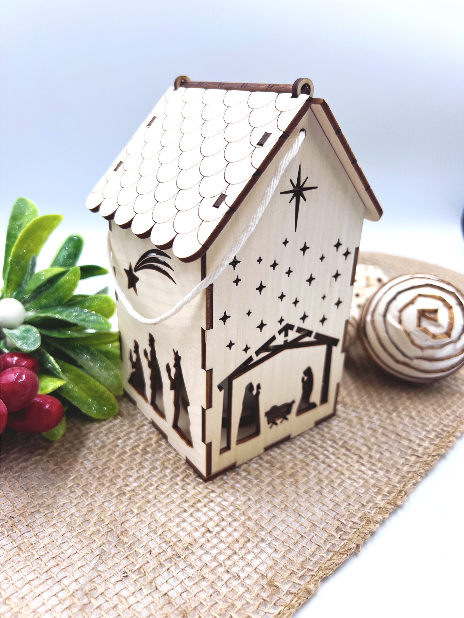 Lampion Adwentowy Drewniany na Roraty LED Marka inna