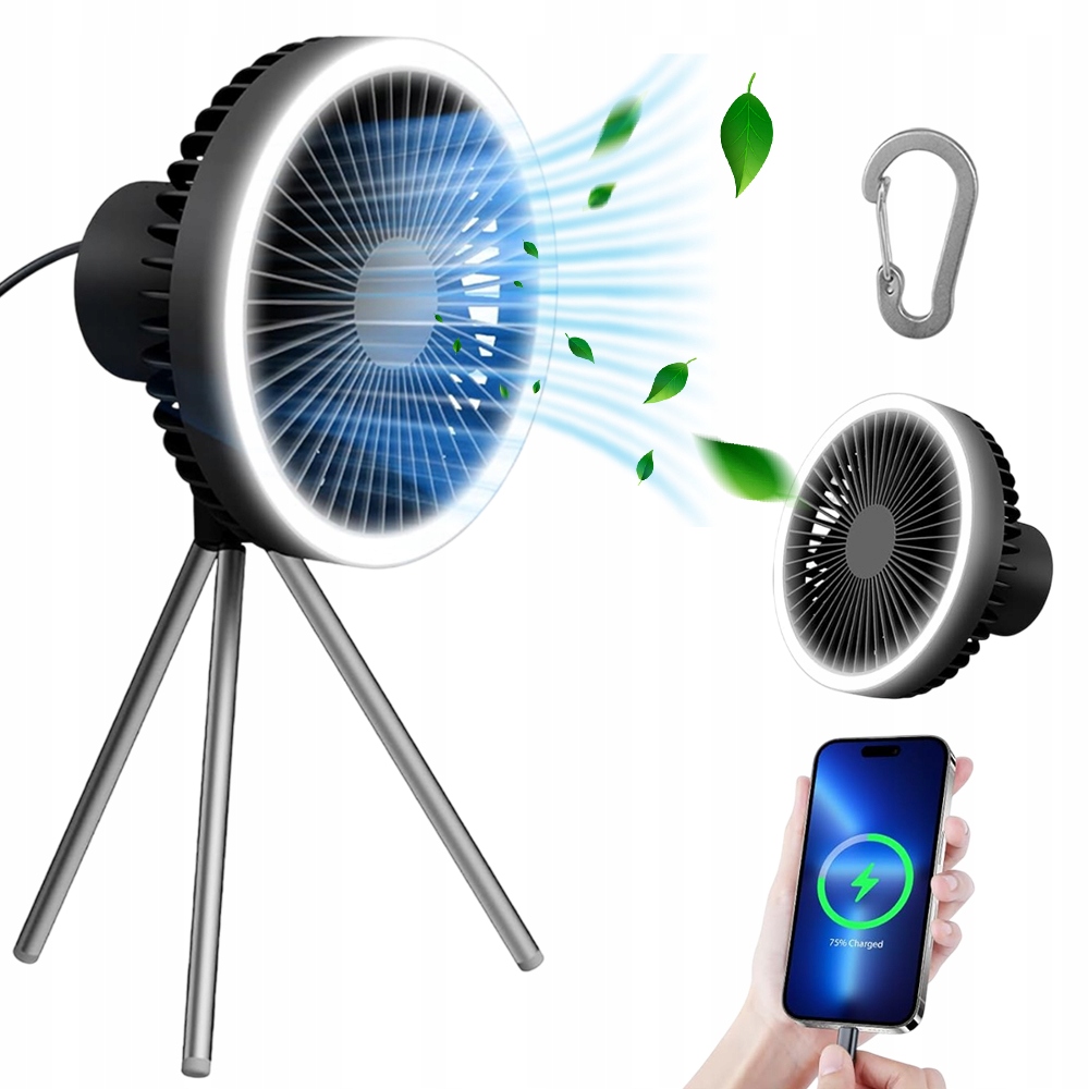 Venkovní Ventilátorová Lampa Se Stativem Je Vhodná Pro Kempování 10000 Mah