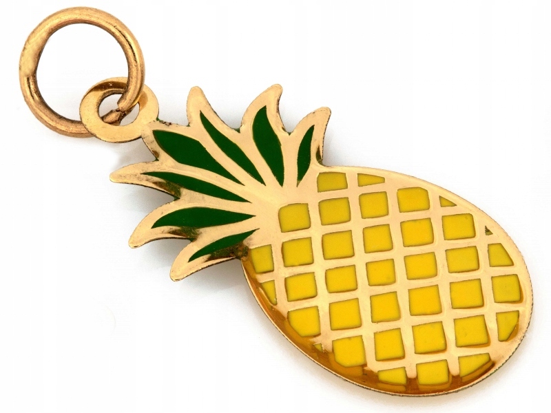 Zlatý dámský přívěsek 585 ananas se smaltem 14k 0.34g, stylový pro ženy