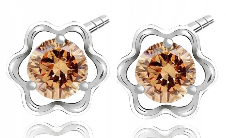 

Kolczyki Srebrne Kwiatki Z Cyrkoniami Szampańskimi