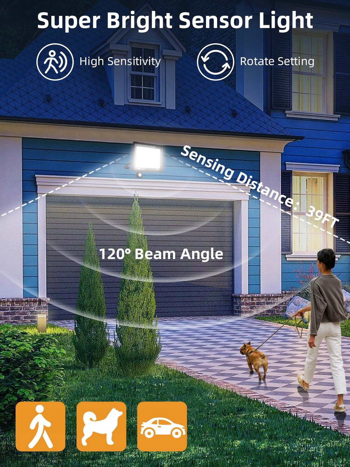 Reflektor LED Z Czujnikiem Ruchu Zewnętrzny 100W 10000LM IP66 LITGLOBE — miniatura 3