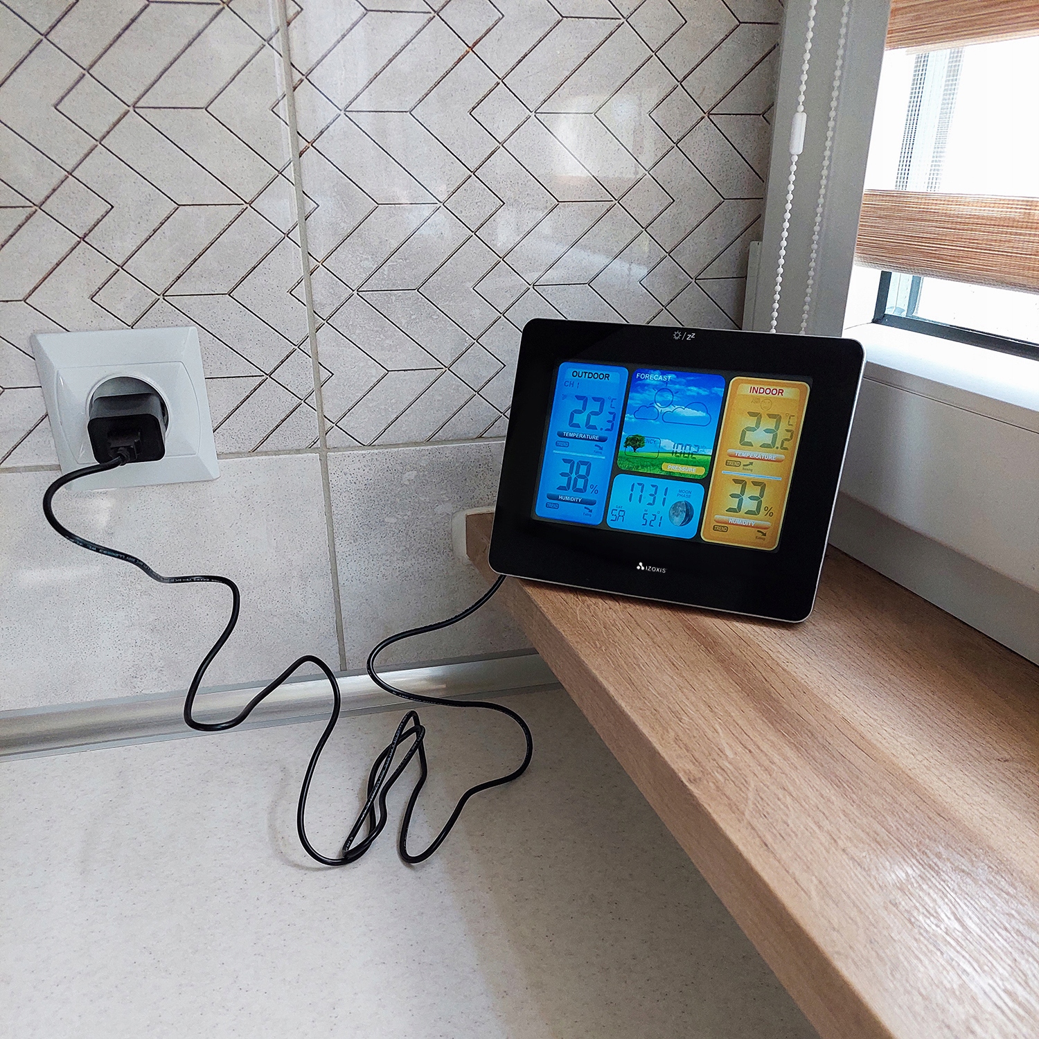 STACJA POGODOWA Higrometr Barometr Termometr Zegar Data BEZPRZEWODOWA Model Stacja pogody FJ3373