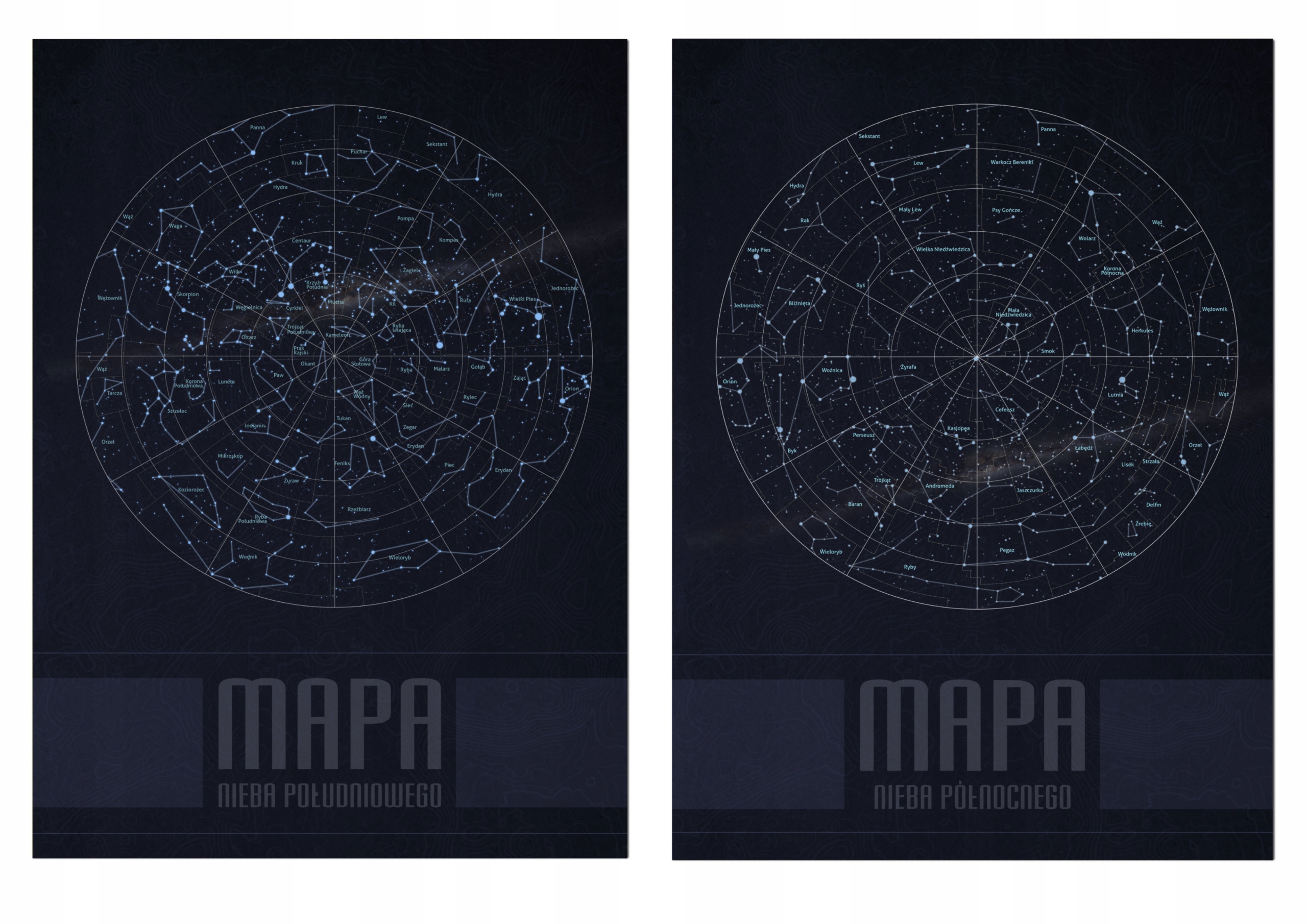 2 PLAKATY W ANTYRAMACH MAPA NIEBA KOSMOS GWIAZDY