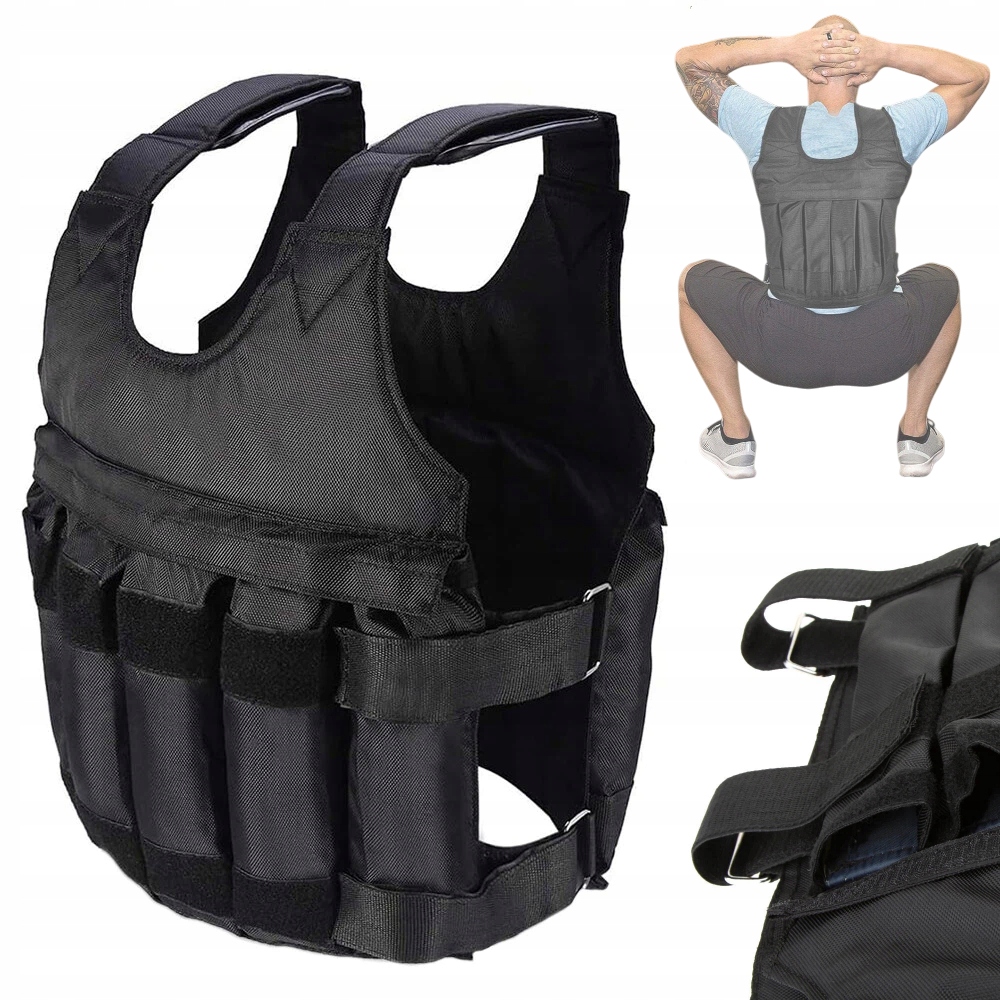 Tréninková Zátěžová Vesta Pro Cvičení Se Zátěží 50 kg, Černá