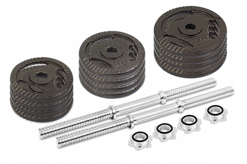 Hantle regulowane Żeliwne kierownice 30kg _ 2x15kg Model Żeliwo pełne 30kg