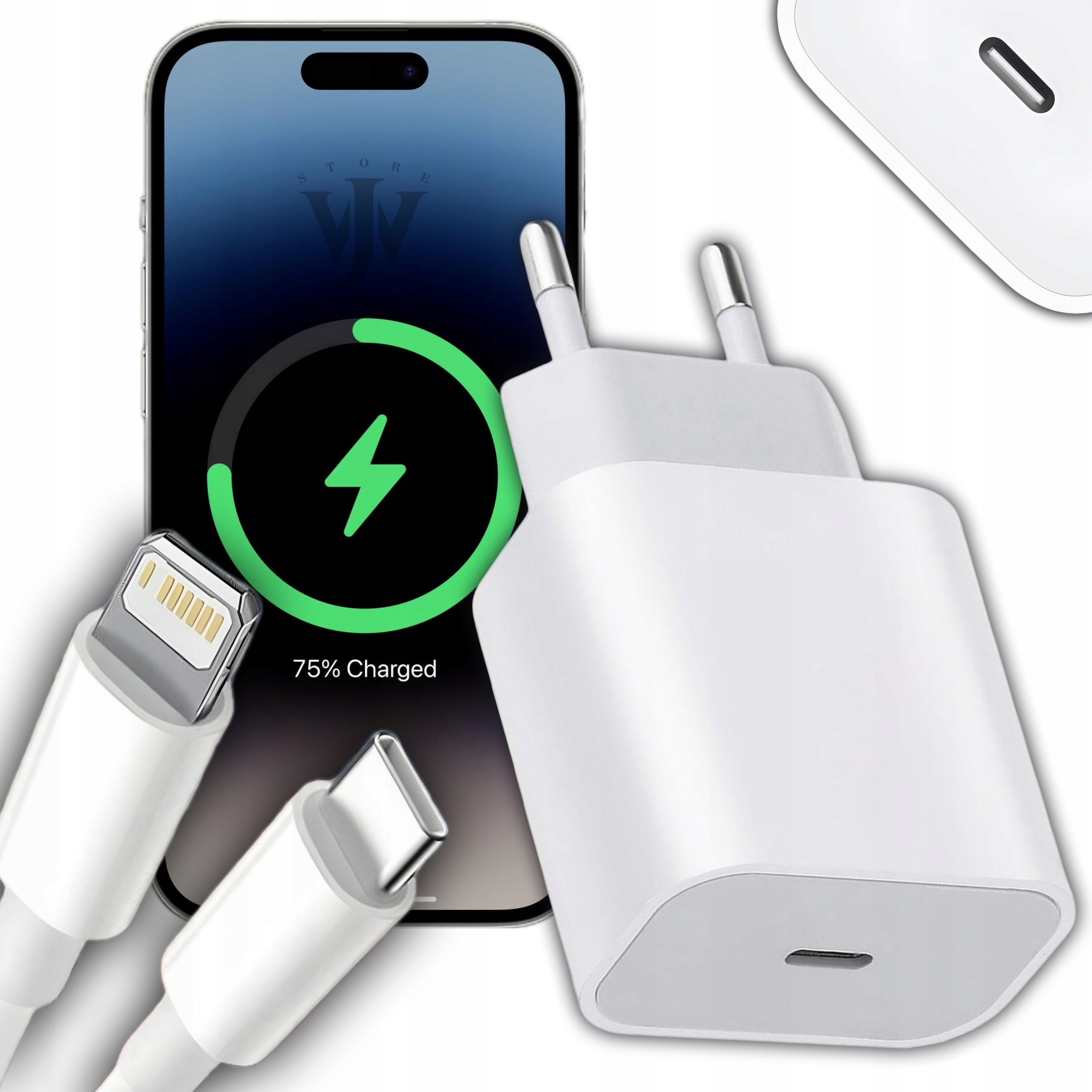 Ładowarka Sieciowa 20W Usb-c Do Iphone 11 12 13 14 Pro Max +kabel Lightning