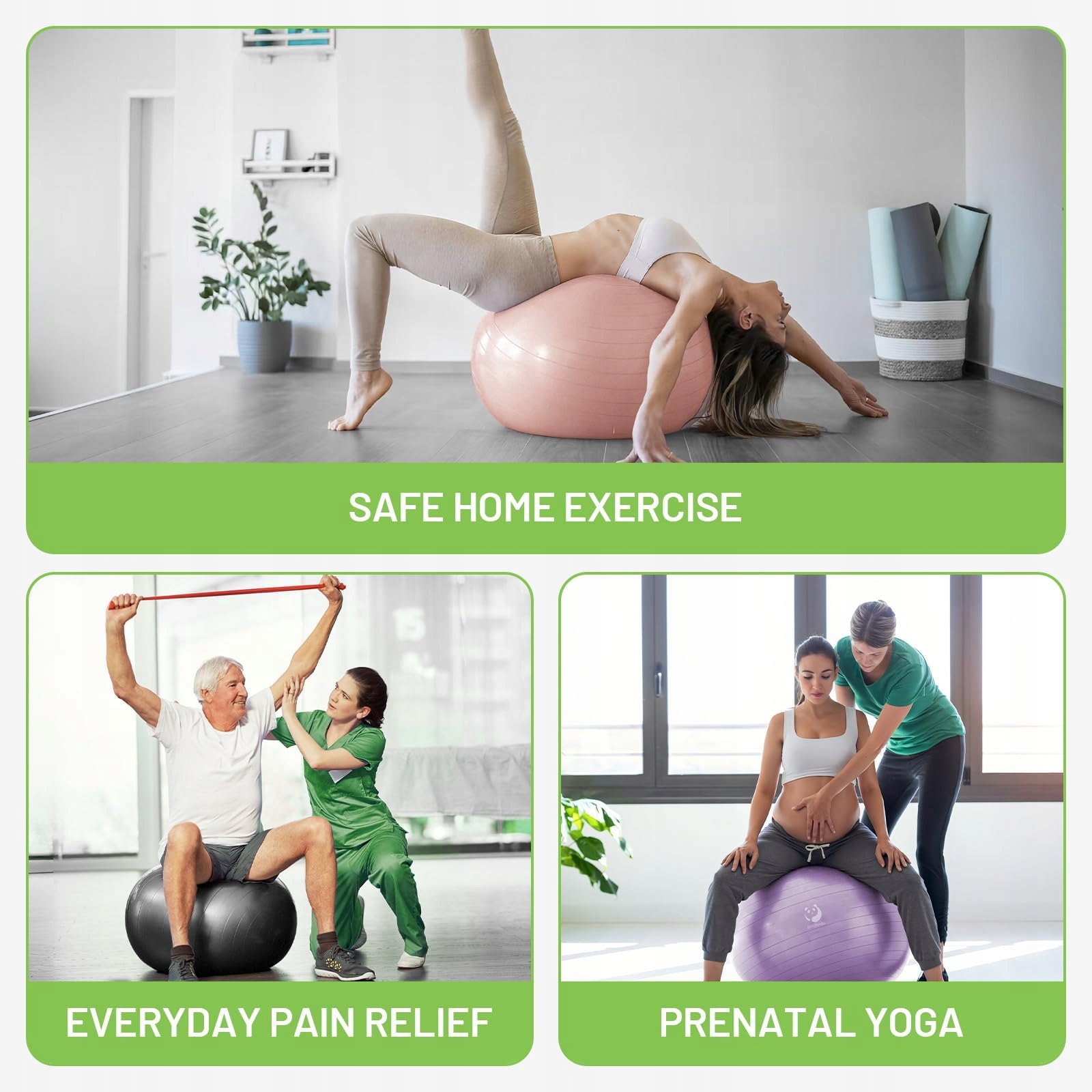 SLIM PANDA Piłka Gimnastyczna 55-85CM z Pompą do Fitnessu i Terapii — miniatura 9