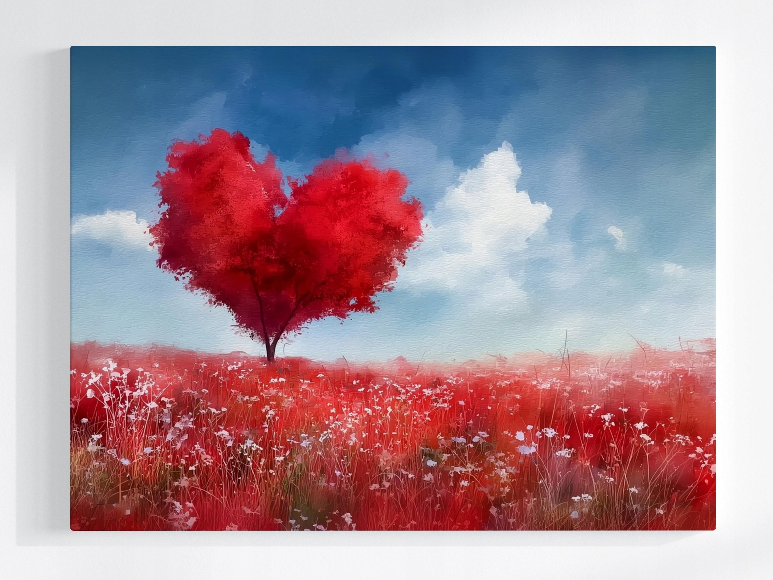 Obraz Na Plátně Canvas Červené Srdce Strom Láska Romantismus 80x60