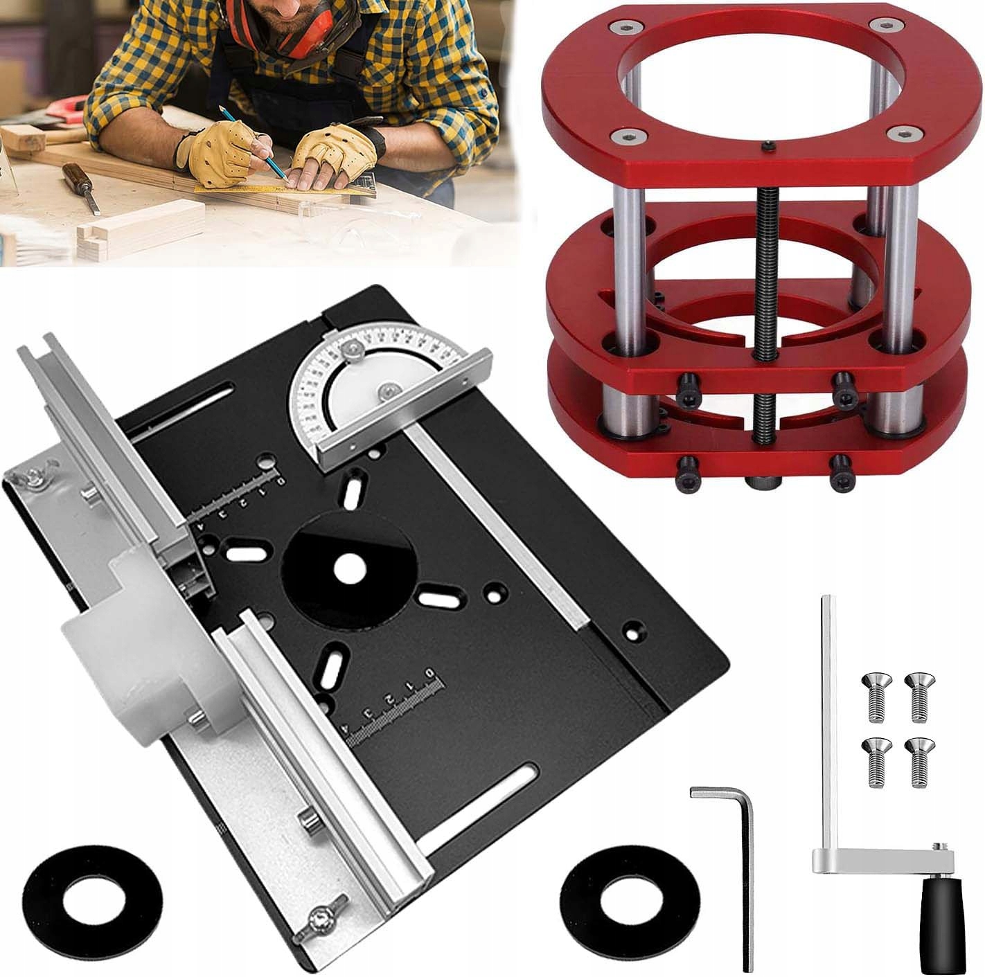 Płyta Aluminiowa Stół Frezarki Drewna Frezowania Z Podnośnik Linijka Kątowa