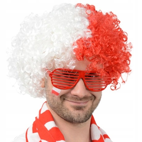 Peruka Kibica Reprezentacji Polski Biało Czerwona Afro Loczki Polska Euro