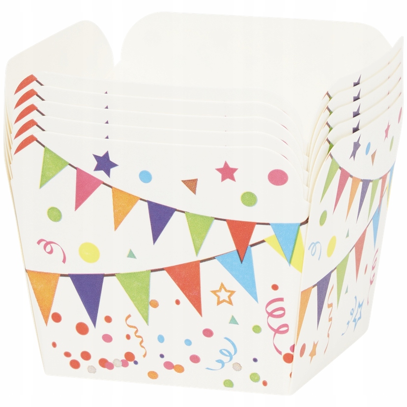 Box pudełka papierowe na przekąski 5 szt. girlandy