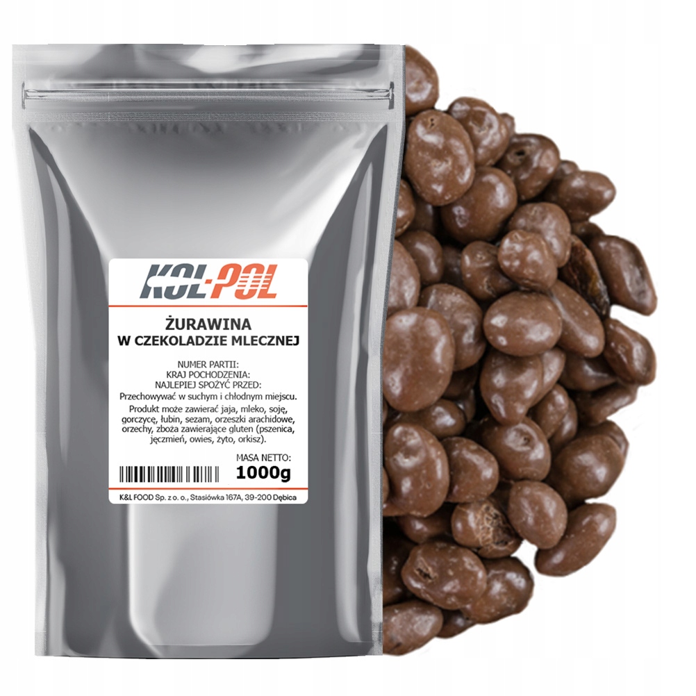 Brusinky V Mléčné Čokoládě 1 kg Sušené brusinky vysoká kvalita Kol-Pol