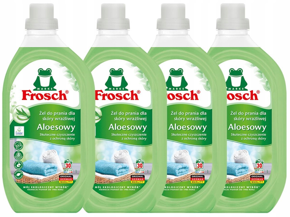 Levně 4x Frosch Aloe Gel na praní tkanin Tekutý prací prostředek na barvu a bílé prádlo 1,5 l 30 praní