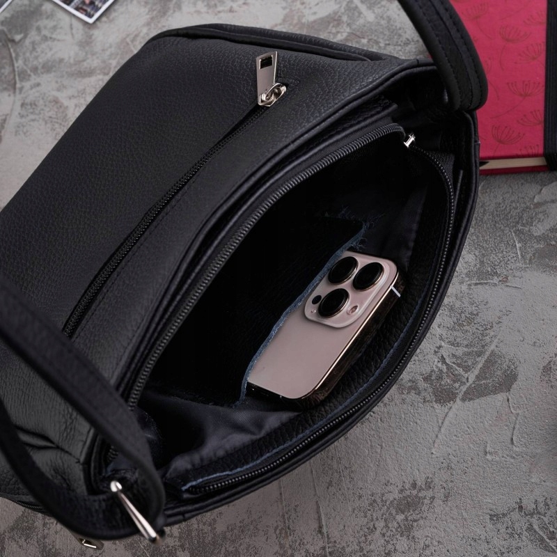 STYLOWA SKÓRZANA TOREBKA DAMSKA NA RAMIĘ CZARNA Kod producenta RFS-Z-52-BL