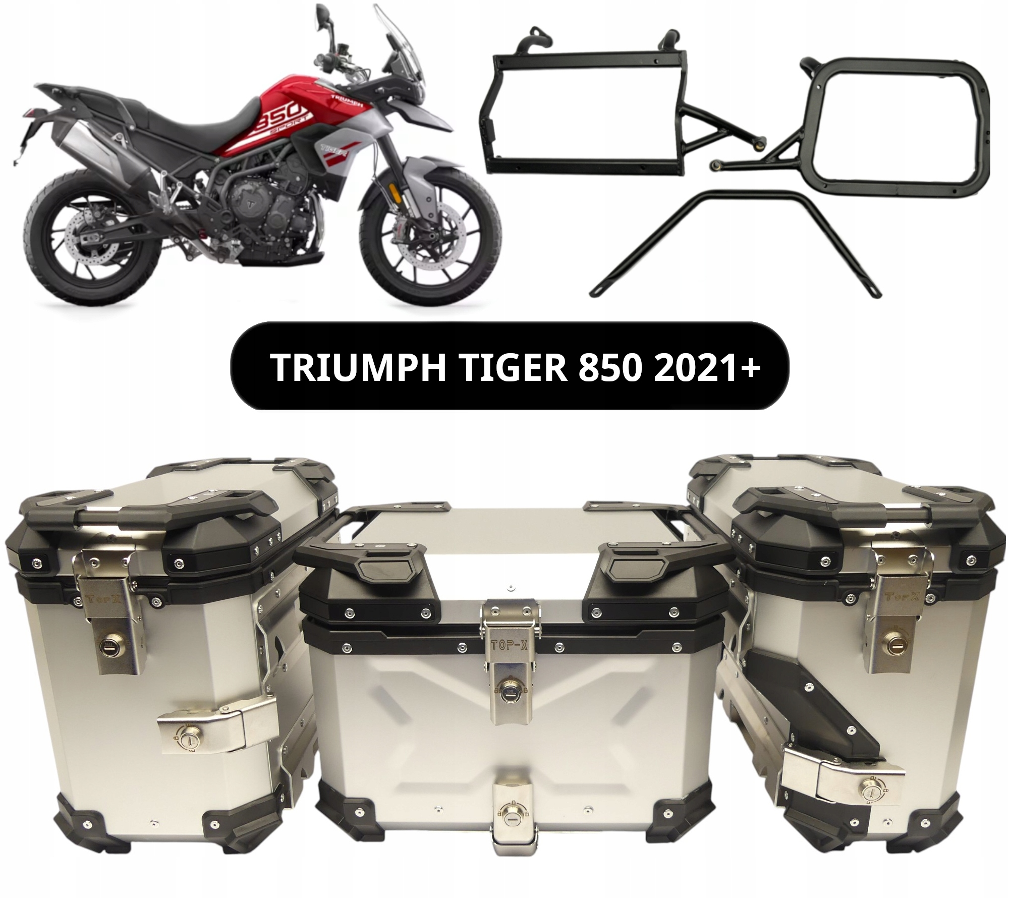Eloxované Hliníkové Kufry Triumph Tiger 850 2021+ Set TopX