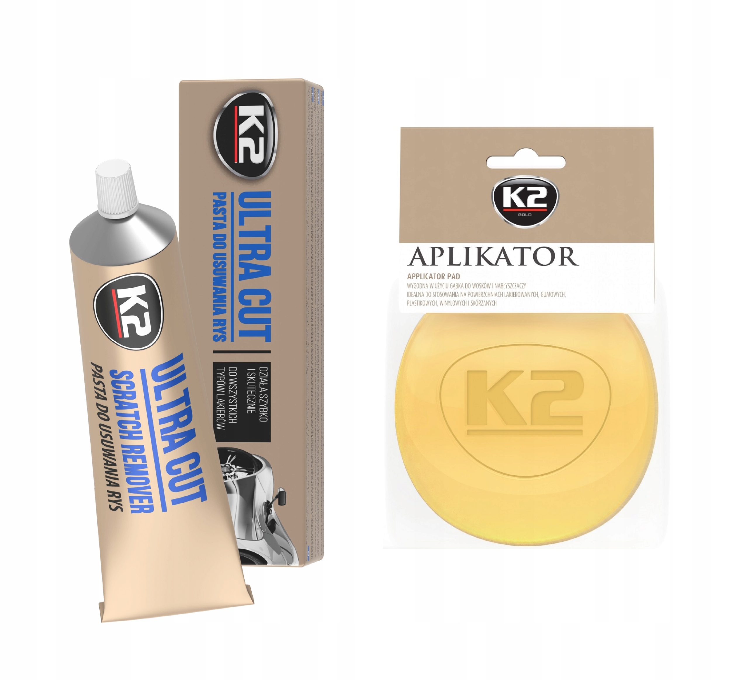 Zestaw K2 Ultra Cut pasta do usuwania rys 100 g K002 K2 Aplikator gąbkowy