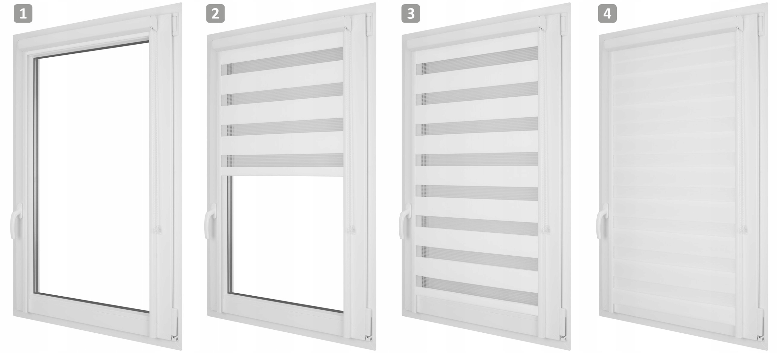 ROLETY DZIEŃ NOC W BIAŁEJ KASECIE PCV Z PROWADNICAMI NA WYMIAR KOLORY RENA Kod producenta REN-SPC-ROL-DZP-150