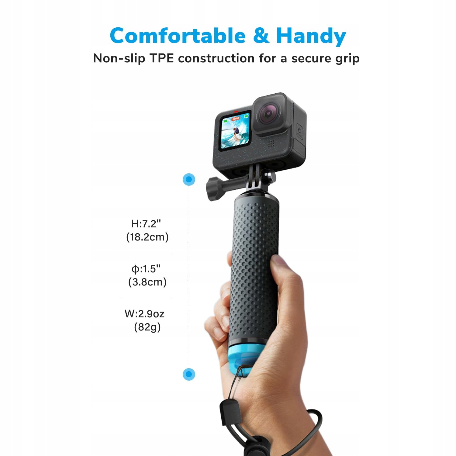 SAMETOP Uchwyt Pływający Do Kamer GoPro Hero DJI Osmo Action Niebieski — miniatura 3