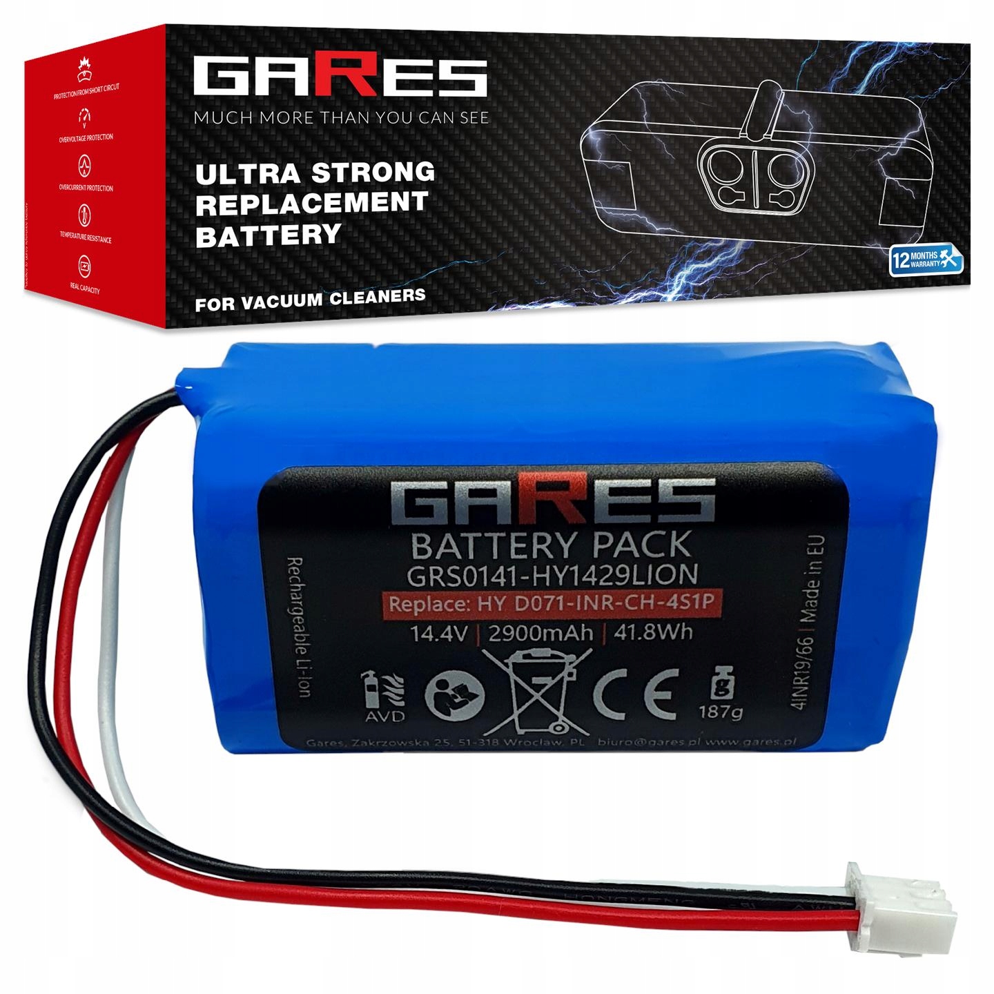 Akumulátor Gares pro Hykker D071-INR-CH-4S1P 0110 14,4V 2,9Ah